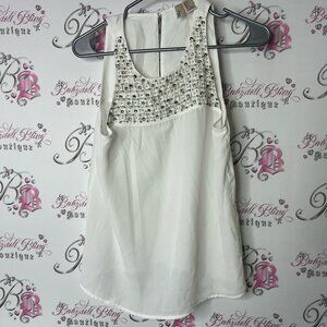 Forever 21 tank top beaded embroidered White Embellished Tank Top